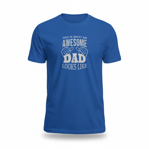 Awesome DAD - Camiseta Azul Fondo Blanco