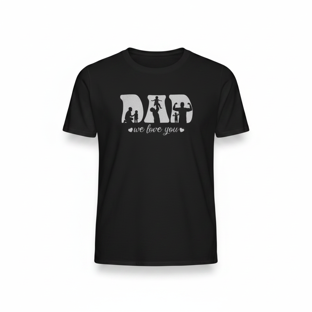 DAD We Love You - Camiseta Negra fondo blanco