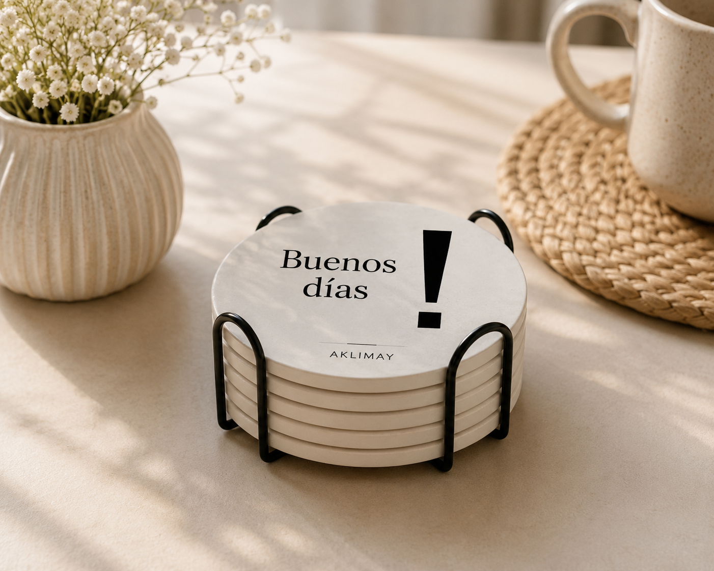 La Colección ! – Set de 6 Posavasos Inspiracionales con Holder (Español)