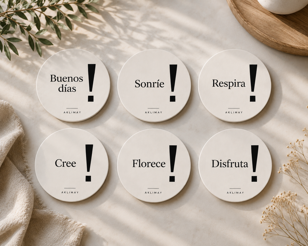 La Colección ! – Set de 6 Posavasos Inspiracionales con Holder (Español)