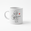 Taza con guitarrista a lápiz
